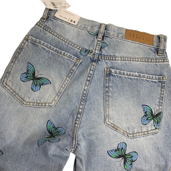 PacSun Eco Butterfly Dad Jean High Rise Straight Leg Button Fly Light Wash Sz 24 - Picture 13 of 13